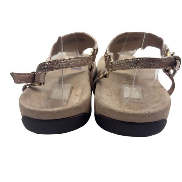 Vionic Kirra T-Strap Comfort Lightweight Metallic Champagne Sandals Women's 9 - Picture 3 of 8
